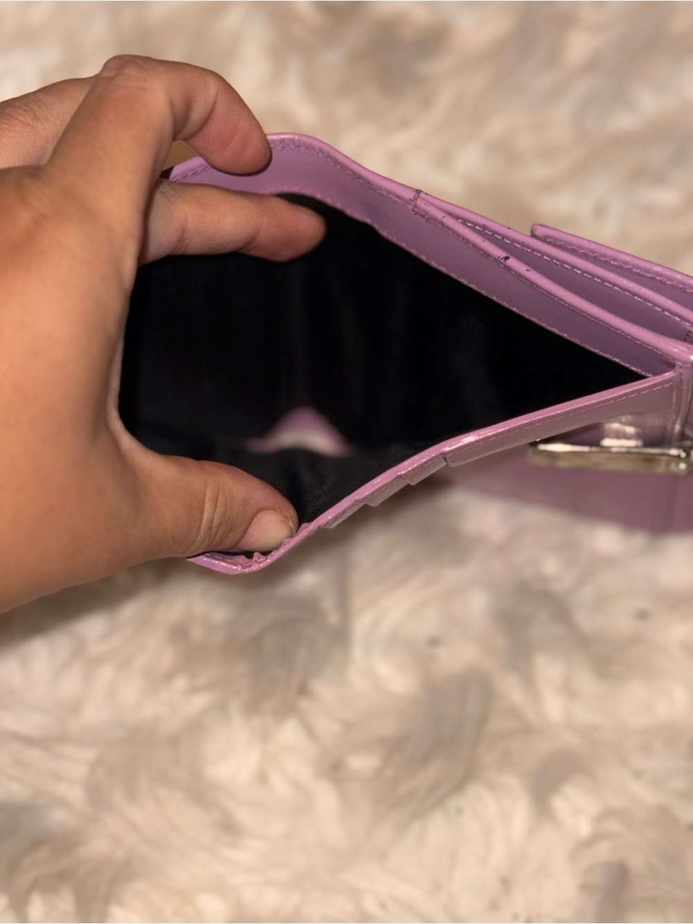 Authentic Ferragamo Gancini Metallic Lilac Compact Wallet Entrupy COA - Picture 6 of 8